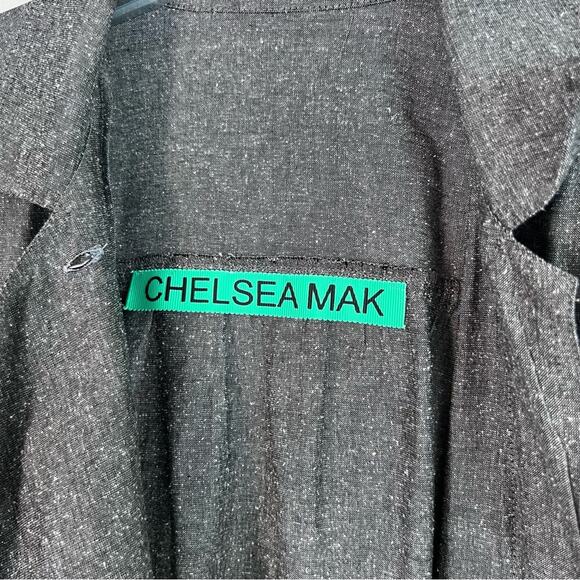 Chelsea Mak Admiralty Jumpsuit Gray Tie-Front Utility Sz S - Picture 7 of 7